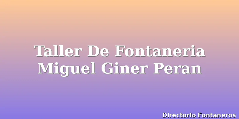 Taller De Fontaneria Miguel Giner Peran