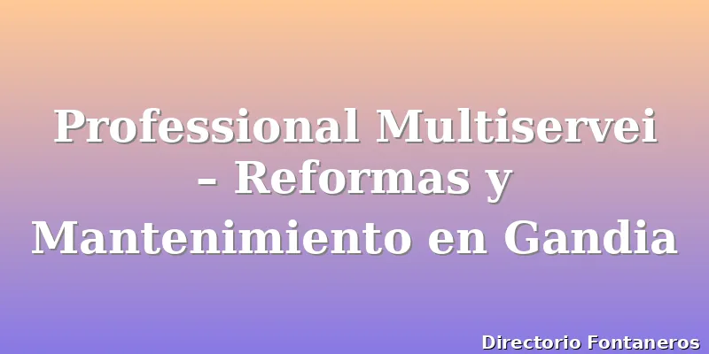 Professional Multiservei – Reformas y Mantenimiento en Gandia